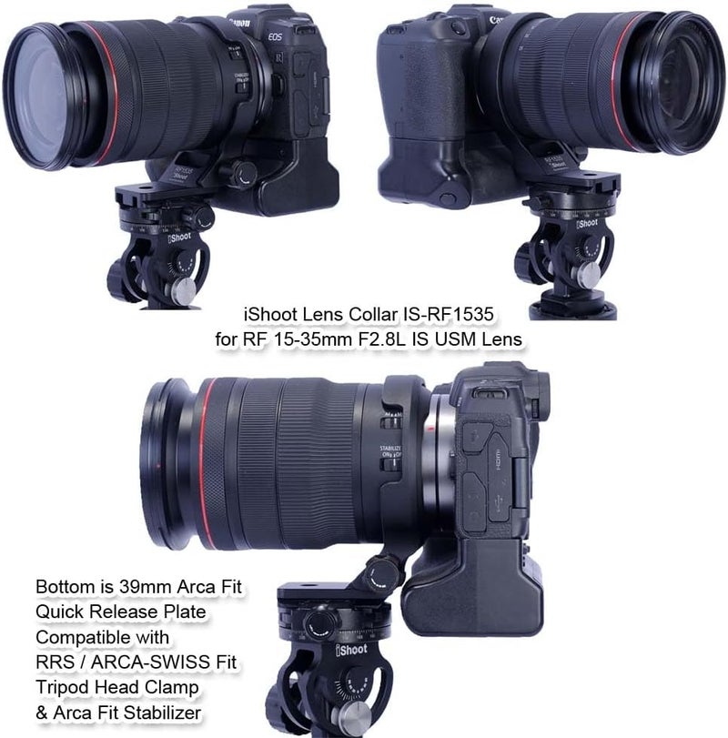 iShoot Lens Collar Tripod Mount Ring Compatible with Canon RF 15-35mm F2.8L is USM, Lens Support Holder Bracket Bottom is Arca-Swiss Fit Quick Release Plate for Arca Tripod Head Clamp & Stabilizer - Image 5